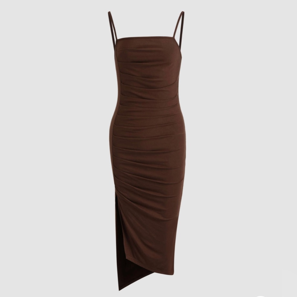 Brown Slit Dress, L